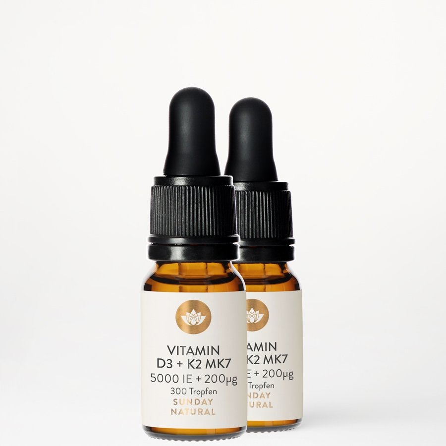 Vitamin D3+K2 MK7 5000IE+200µg 2x300 Tropfen Sunday Natural