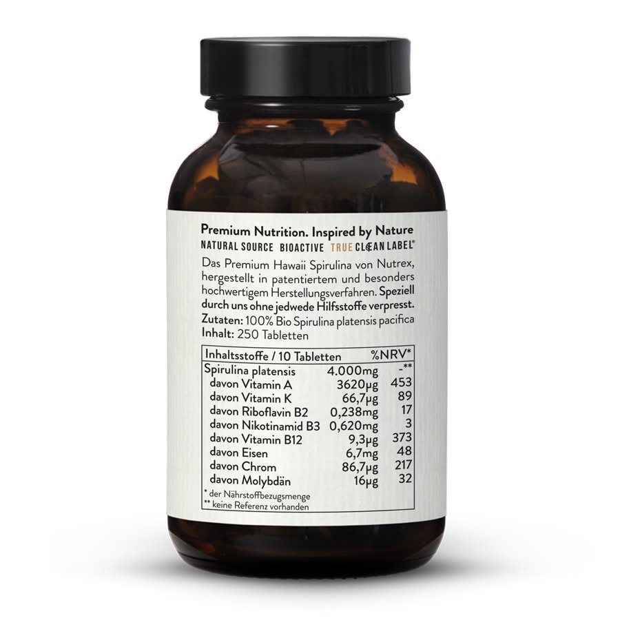 Premium Chlorella Alge + Hawaiian Spirulina. Tabletten. vegan ohne