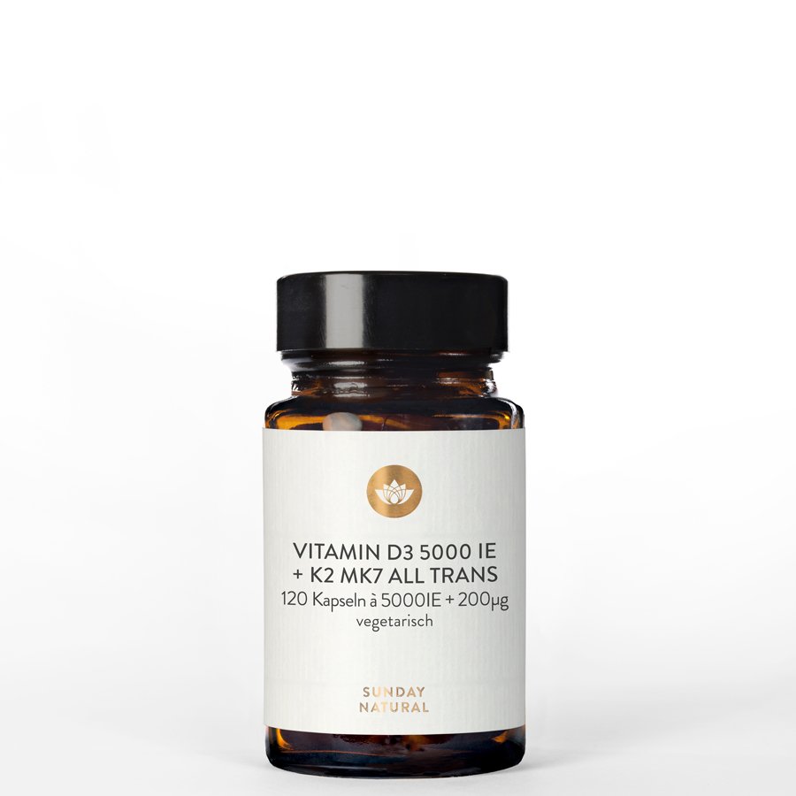 Vitamin D3 + K2 MK7 all trans 5000 IE + 200µg x 120 Kapseln
