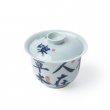 Jingdezhen Kalligraphie Porzellan Gaiwan Fu Rong blau-weiß