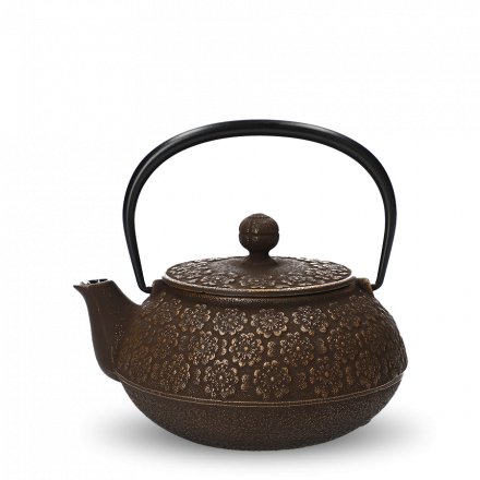 Japanese Cast Iron Teapot Gold Coffee Sakura Iwachu