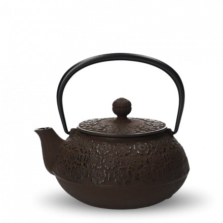Japanese Cast Iron Teapot Brown Sakura Iwachu