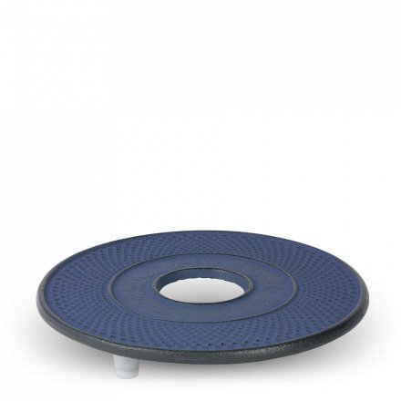 Teapot Cast Iron Saucer Arare Blue, Iwachu