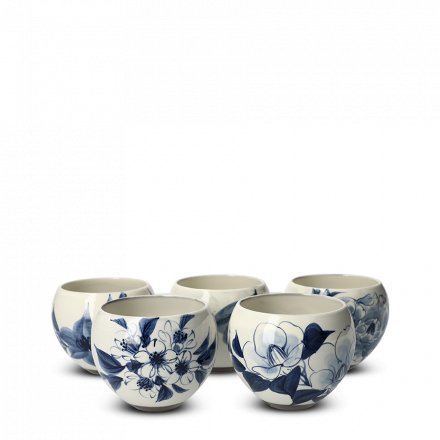 Teetassen Japan Ton 5er Set Sometsukesōka