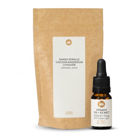 Vitamin D3 + K2 + Sango Koralle 2:1 Calcium Magnesium Set