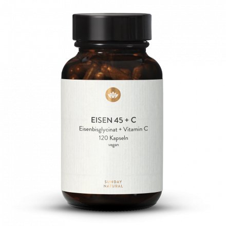 Eisen-Chelat 45mg Eisenbisglycinat + Vitamin C Natürlich