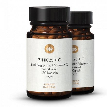 Zinc 25mg High-Dose Zinc Bisglycinate + Vitamin C