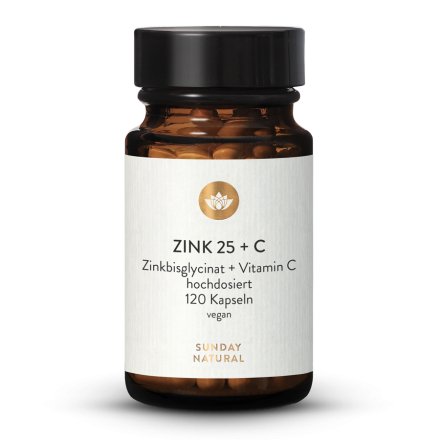 Bisglycinate de Zinc 25mg dosage élevé + Vitamine C Naturelle