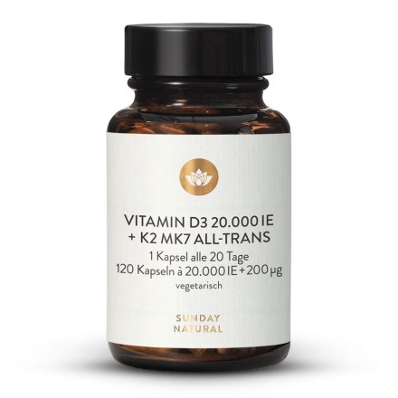 Vitamin D3 + K2 MK7 20.000IE + 200µg Kapseln