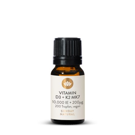 Vitamin D3 + K2 MK7 10.000 IE + 200µg all trans 200 Tropfen Vegan
