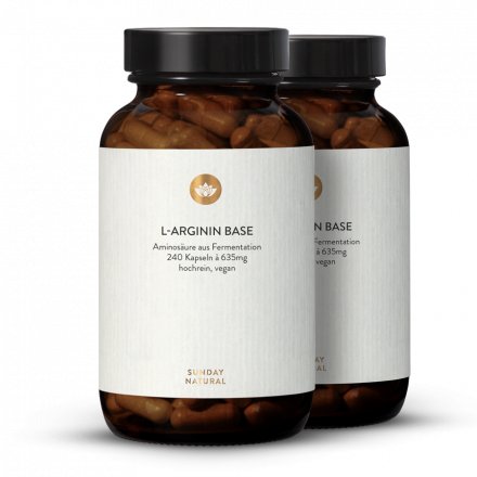 Vegan Free-Form L-Arginine Produced by Fermentation 635mg Capsules