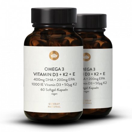 Oméga-3 avec Vitamine D3 + K2 + E vegan