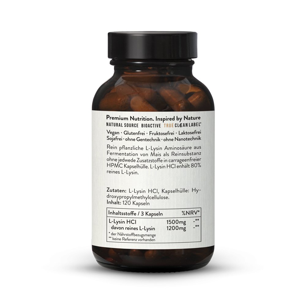 L Lysin 500mg Aminosaure Aus Fermentation Hochrein Vegan 120 Kapseln Sunday Natural