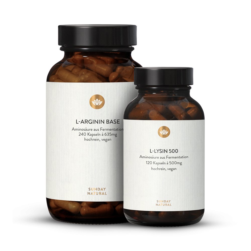 Arginin Base Lysin Kapseln Set vegan AminosäureSpezialist Sunday