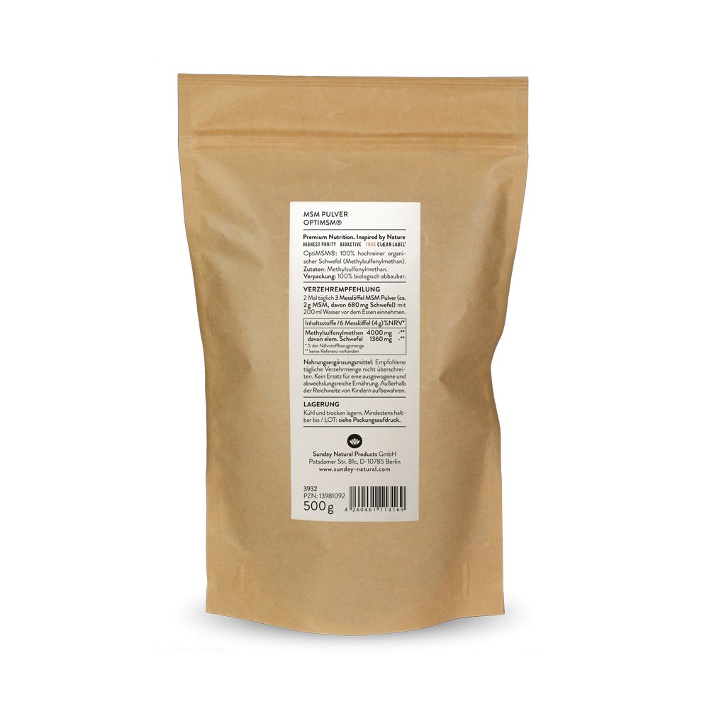 MSM Powder OptiMSM® (100 ultra pure). Original from Bergstrom Nutrition Sunday Natural