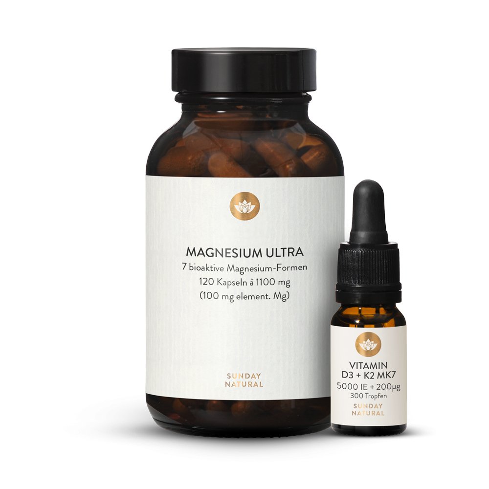 Vitamin D3 + K2 Magnesium Komplex 120 Kapseln Sunday Natural
