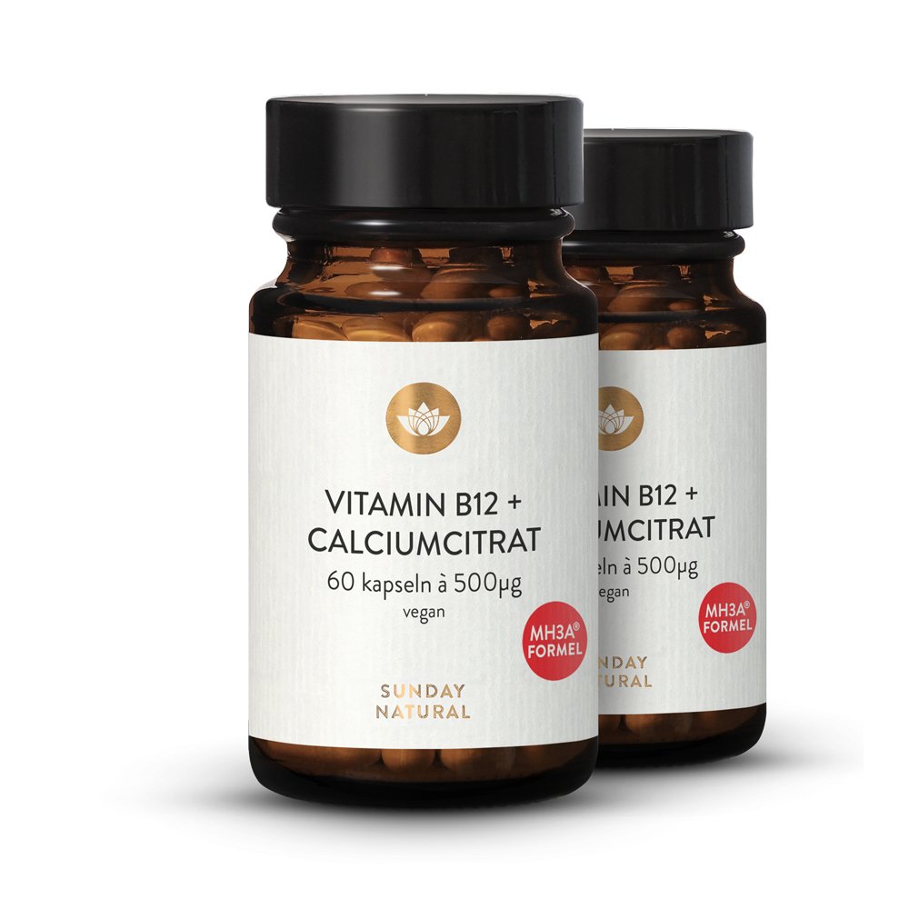 Vitamin B12 500µg MH3A + Calcium, vegan, 2x60 Kapseln
