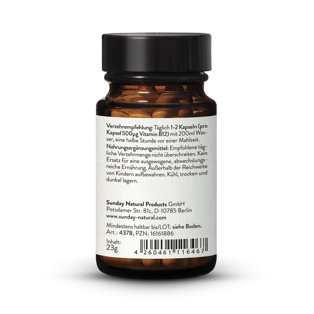 Vitamin B12 500µg Mh3a Calcium 60 Kapseln Sunday Natural Vitamins