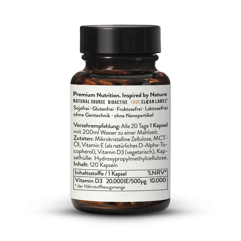 Vitamin D3 20000 Ie 500µg X 120 Kapseln Hochdosiert Aus Usa Sunday Natural