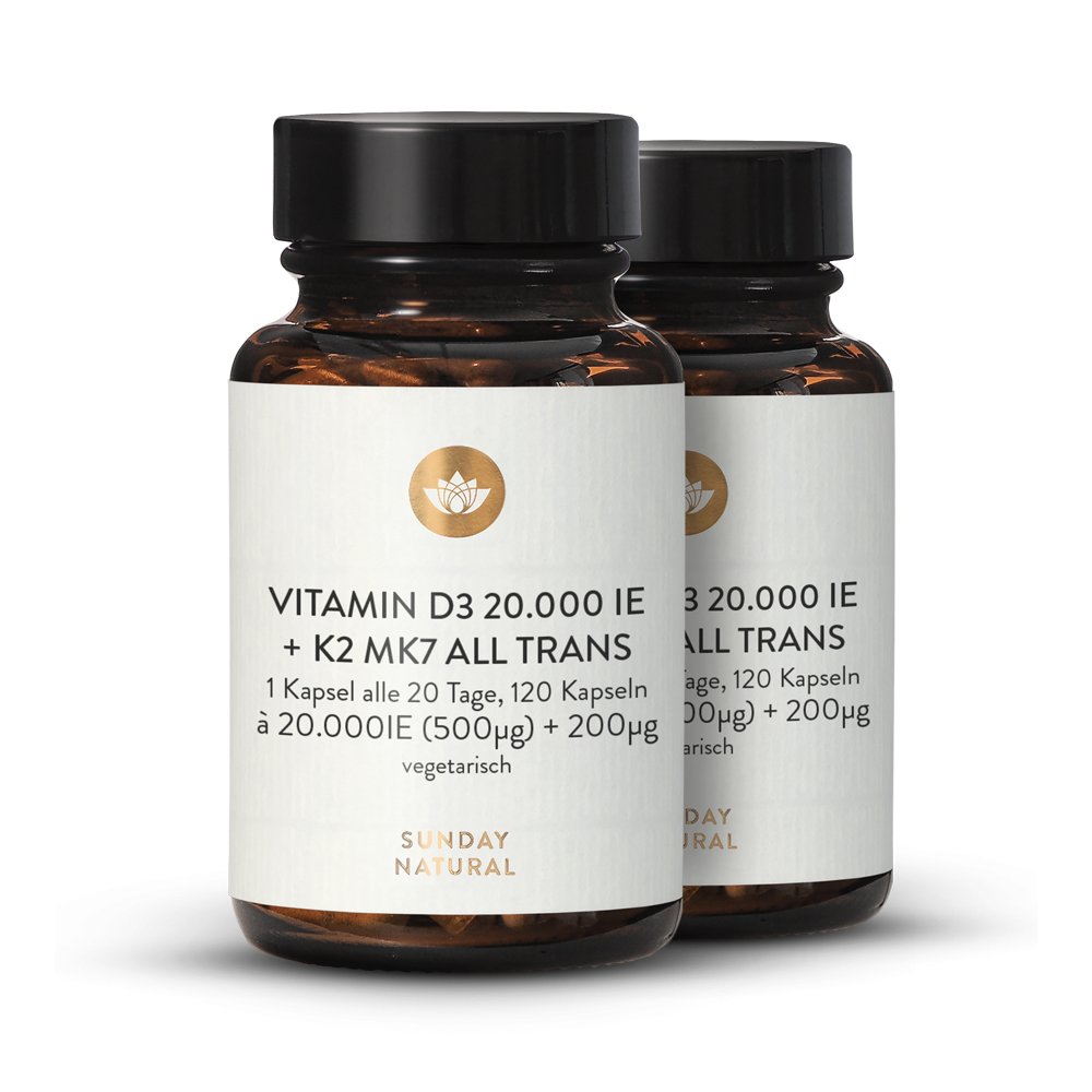 Vitamin K2 200mcg 180 Tabletten MK-7 Menachinon-7 IE IU Vitamin D3 20.000 I.E 