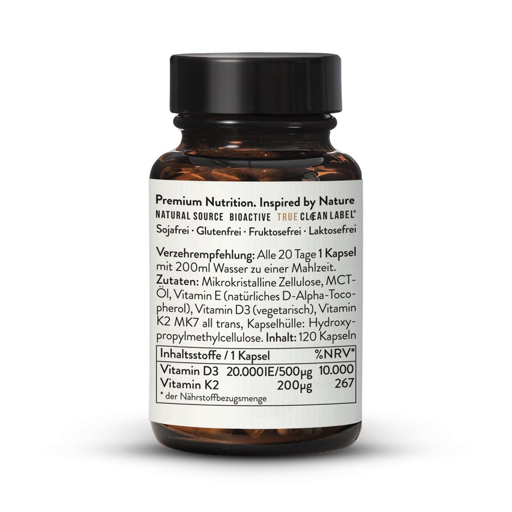 Vitamin D3 K2 Mk7 All Trans 20000 Ie 200µg X 120 Kapseln Sunday Natural