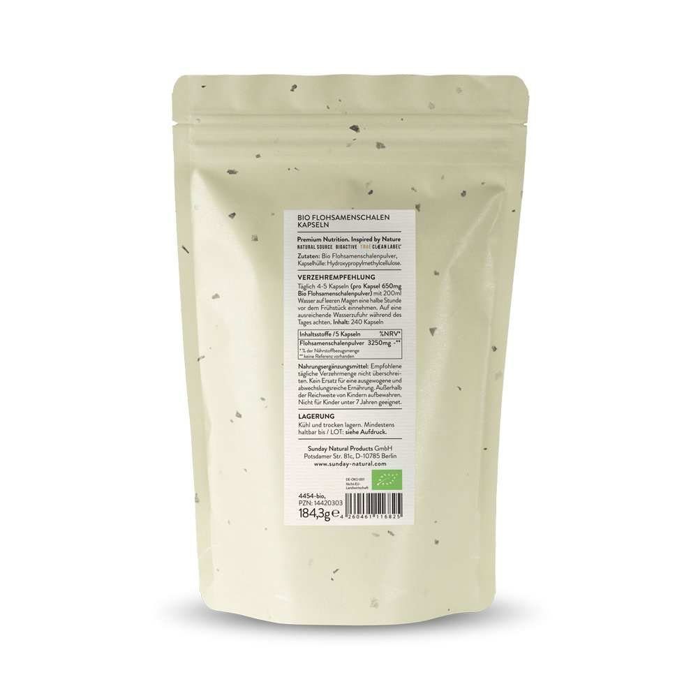 Flohsamenschalen Bio Kapseln 99 Aus Indien Sunday Natural Superfoods