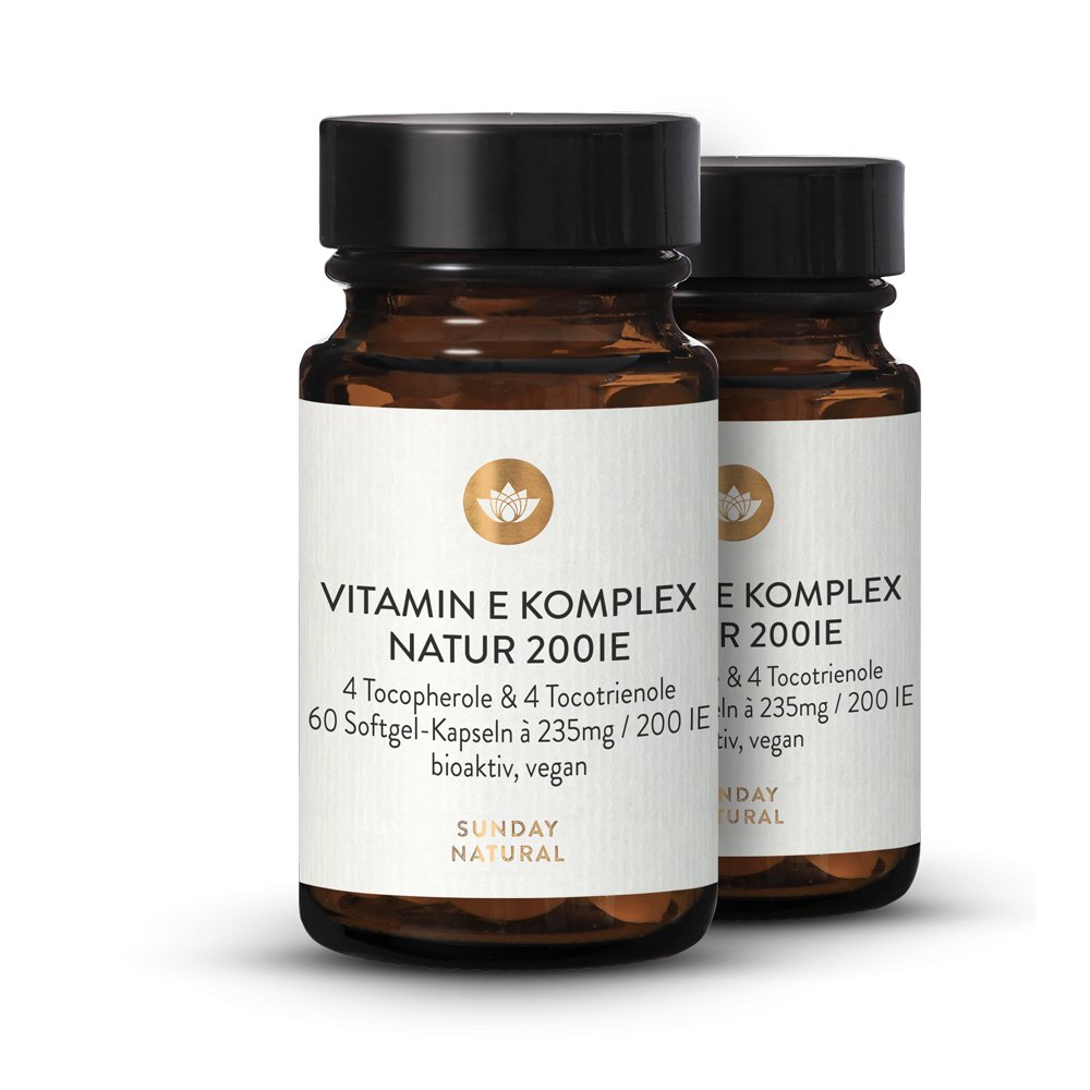 Vitamin E Komplex natürlich. Alle 8 Tocopherole & Tocotrienole Sunday