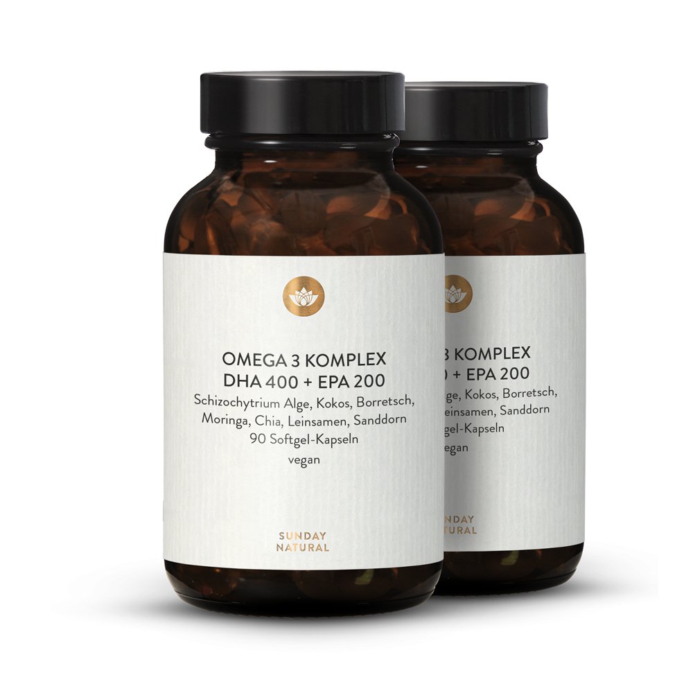 Omega 3 Komplex Kapseln vegan DHA / EPA / ALA + Pflanzenöle Sunday