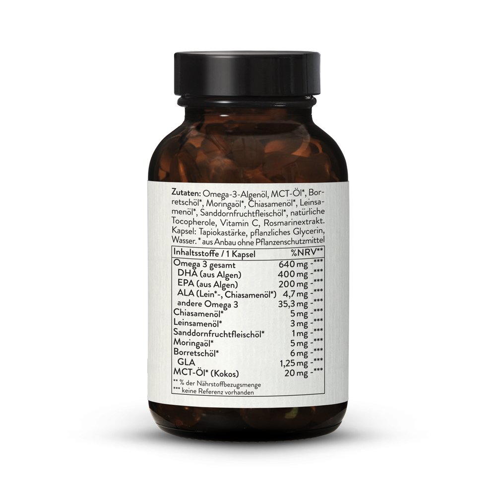 omega 3 kapseln vegan hochdosierter komplex dha epa ala sunday natural