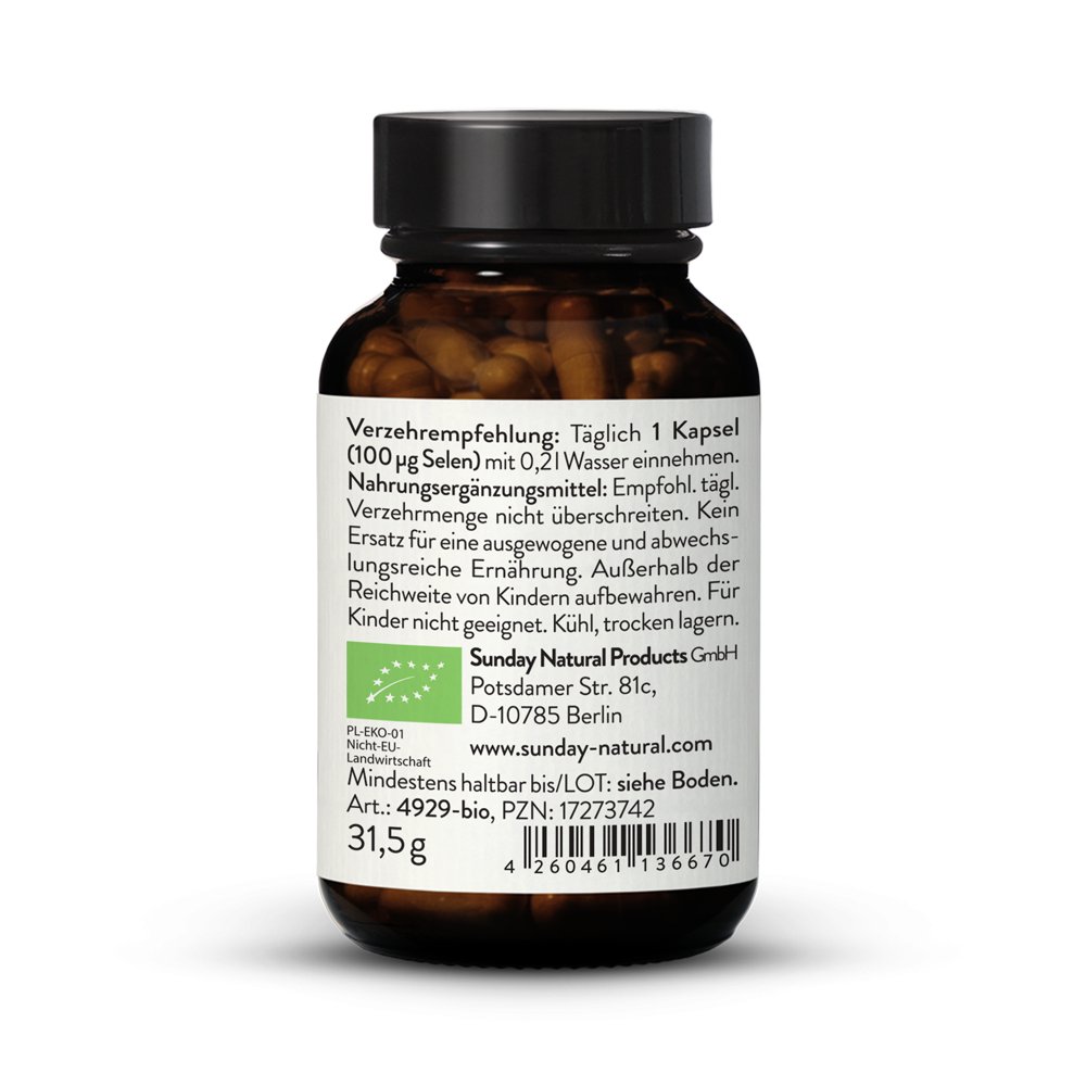 Bio Selen 100µg Aus Bio Senfsaat 180 Kapseln Sunday Natural