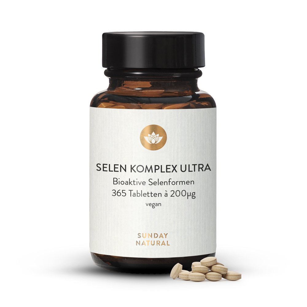 Selen Komplex Ultra 200µg. Bioaktives Selen 365 Tabletten Sunday Natural