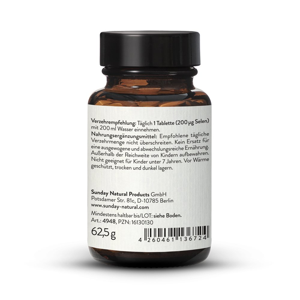 Selen Komplex Ultra 200µg Bioaktives Selen 2x365 Tabletten Sunday Natural