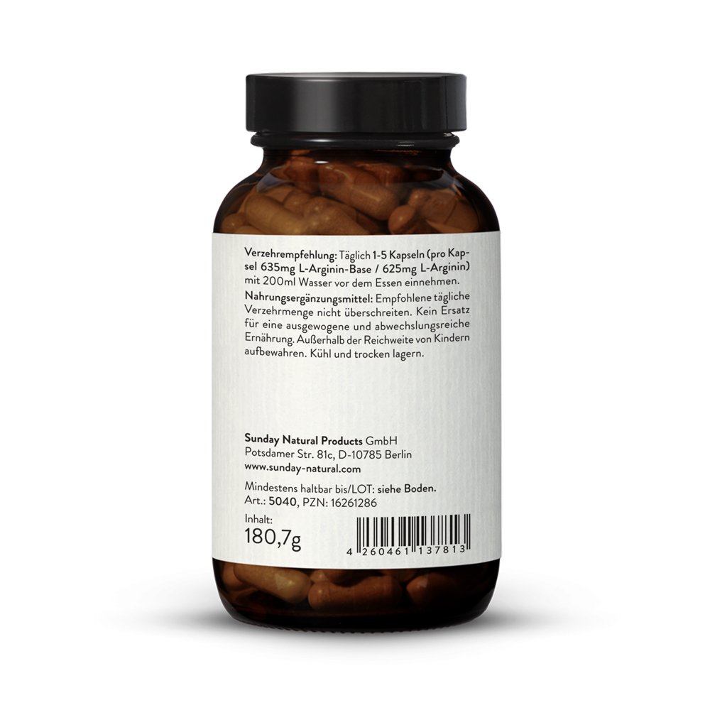 L Arginin 100 Naturlich Rein Pflanzlich Aus Fermentation 240 Kapseln Sunday Natural