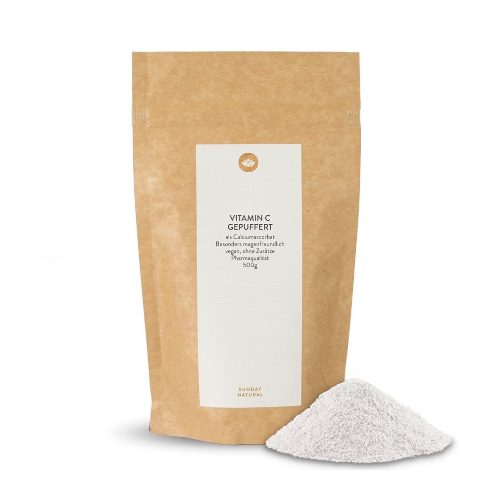 Vitamin C Pulver Gepuffert Calciumascorbat Pharmaqualitat 500g Sunday Natural