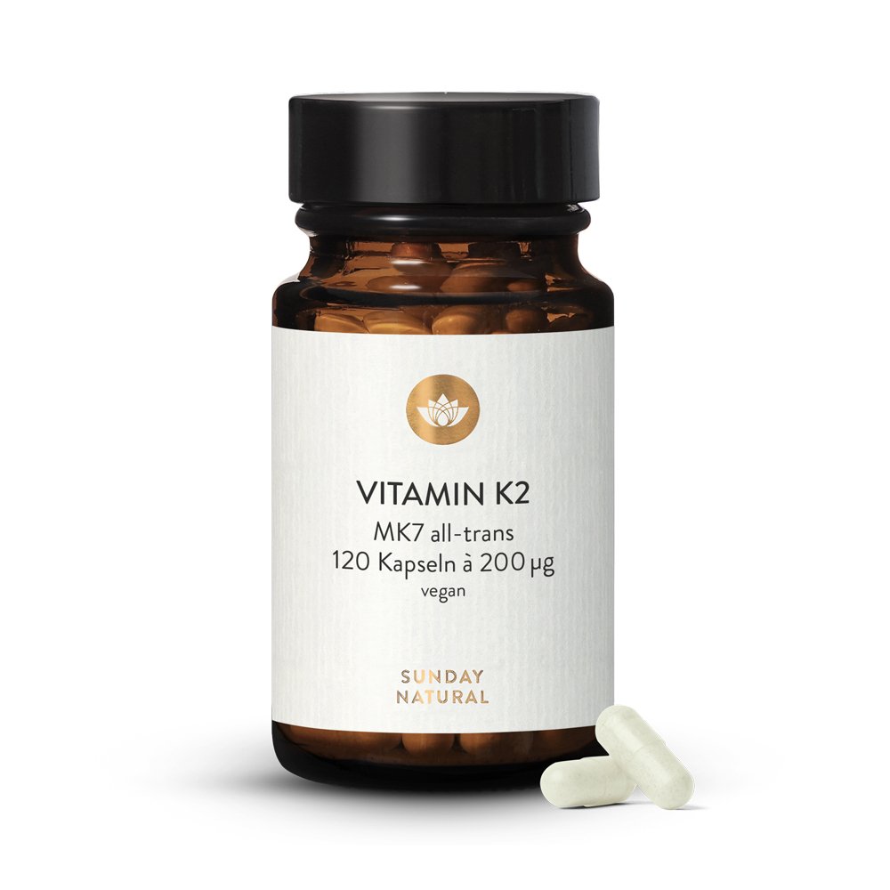 Vitamin K2 Mk7 All Trans Hochdosiert Vegan 200µg X 120 Kapseln Sunday Natural