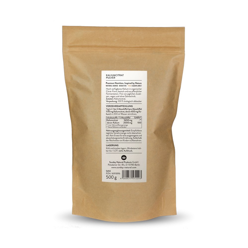 Potassium Citrate 500g Powder. Vegan, no additives. Sunday Natural