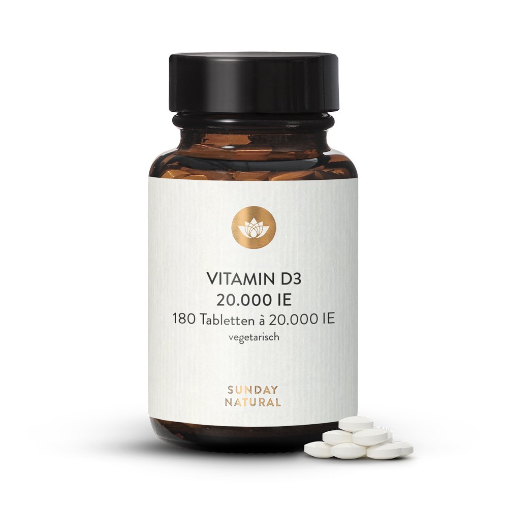 Vitamin D3 20,000 IU. Ultra pure and bioactive. 180 tablets Sunday