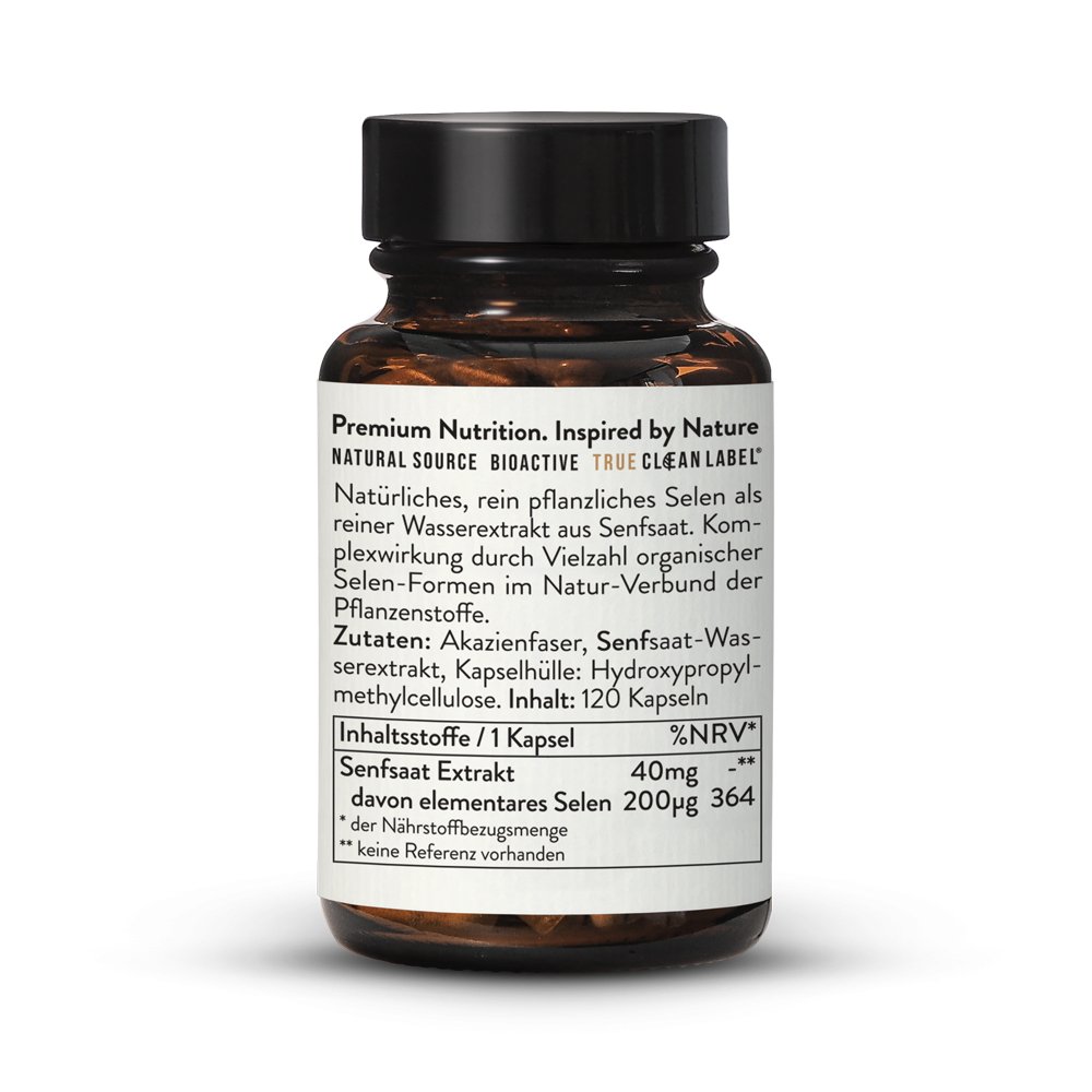 Sélénium 200 µg naturel, dosage élevé, issu de graines de moutarde, 120