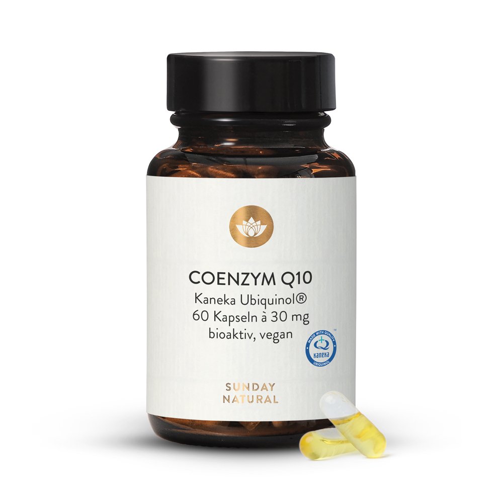 Coenzym Q10 Ubiquinol 30mg vegan von Kaneka. 60 Kapseln Sunday Natural