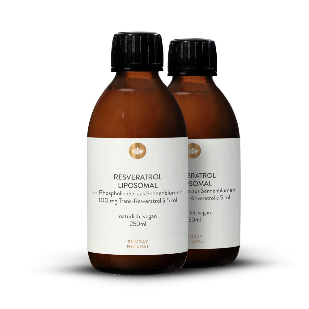 Liposomales Resveratrol, natürlich, 2x250ml, hoch bioverfügbar Sunday
