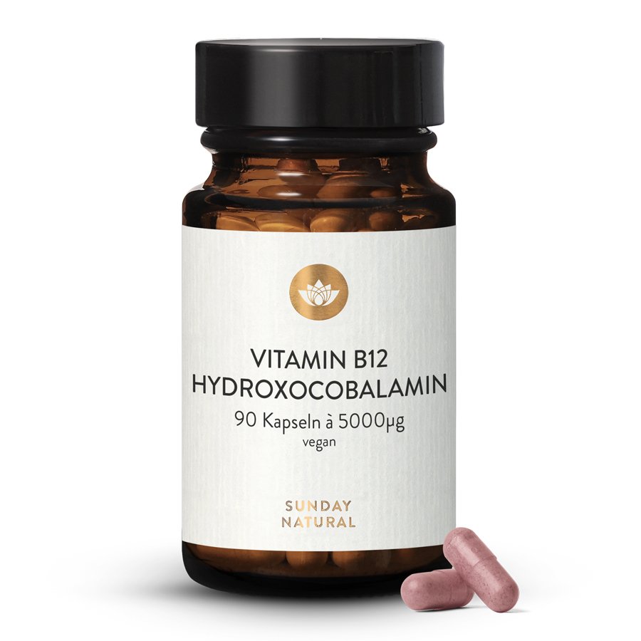 Vitamin B12 Depot 5000µg Hydroxocobalamin vegan 90 Kapseln
