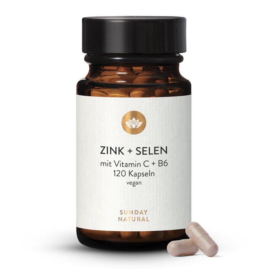 Zink & Selen + Kofaktoren Vitamin C und Vitamin B6. 120 Kapseln