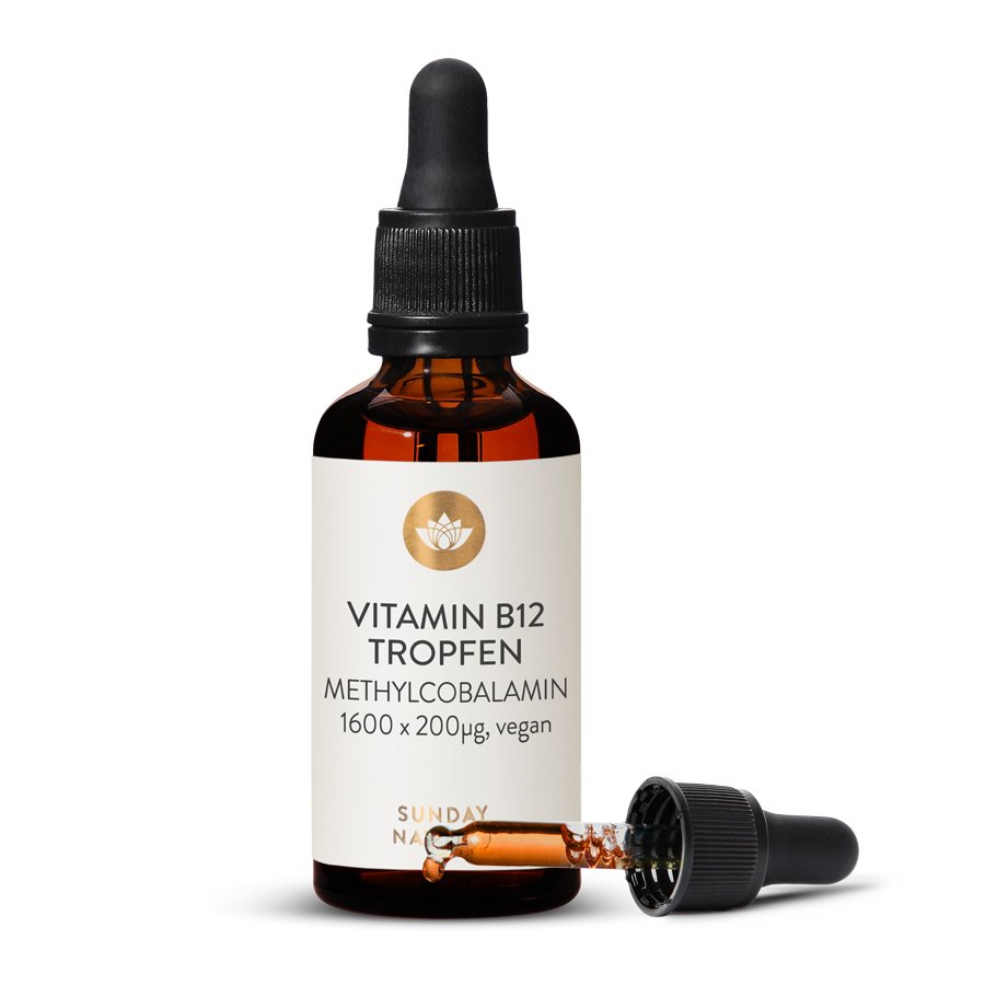 Vitamin B12 Tropfen Methylcobalamin 200µg, bioaktiv, vegan Sunday Natural