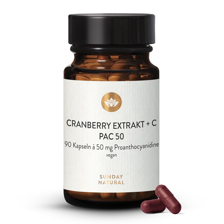 Cranberry Extrakt PAC 50 + Vitamin C 90 Kapseln Sunday Natural