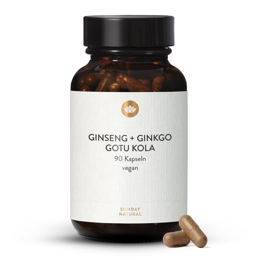 Ginkgo + Ginseng + Gotu Kola PremiumKomplex 90 Kapseln Sunday Natural