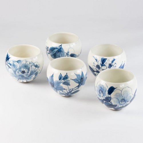 Teetassen Japan Ton 5er Set Sometsukesōka