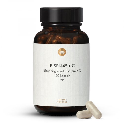 Eisen-Chelat 45mg Eisenbisglycinat + Vitamin C Natürlich