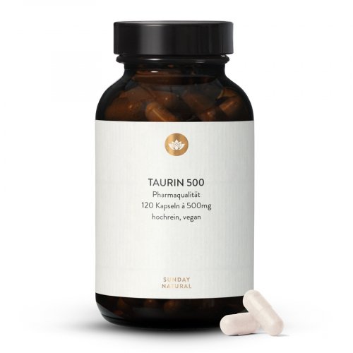 Taurine 500mg Capsules Pharmaceutical Quality Ultra Pure, Vegan