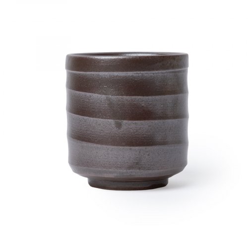Japanese Clay Teacup Bizen Hiragata