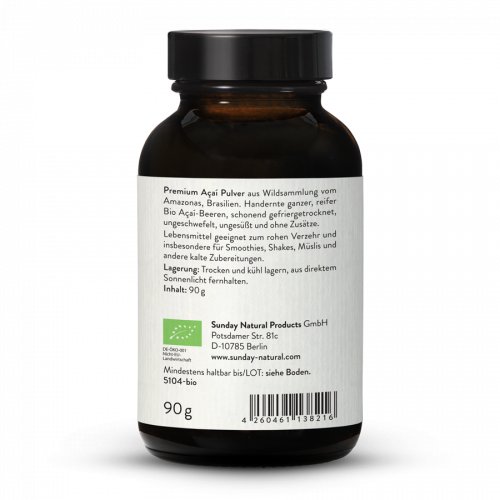 Bio Acaibeeren Vollfrucht-Pulver 90g Rohkost gefriergetrocknet | Sunday